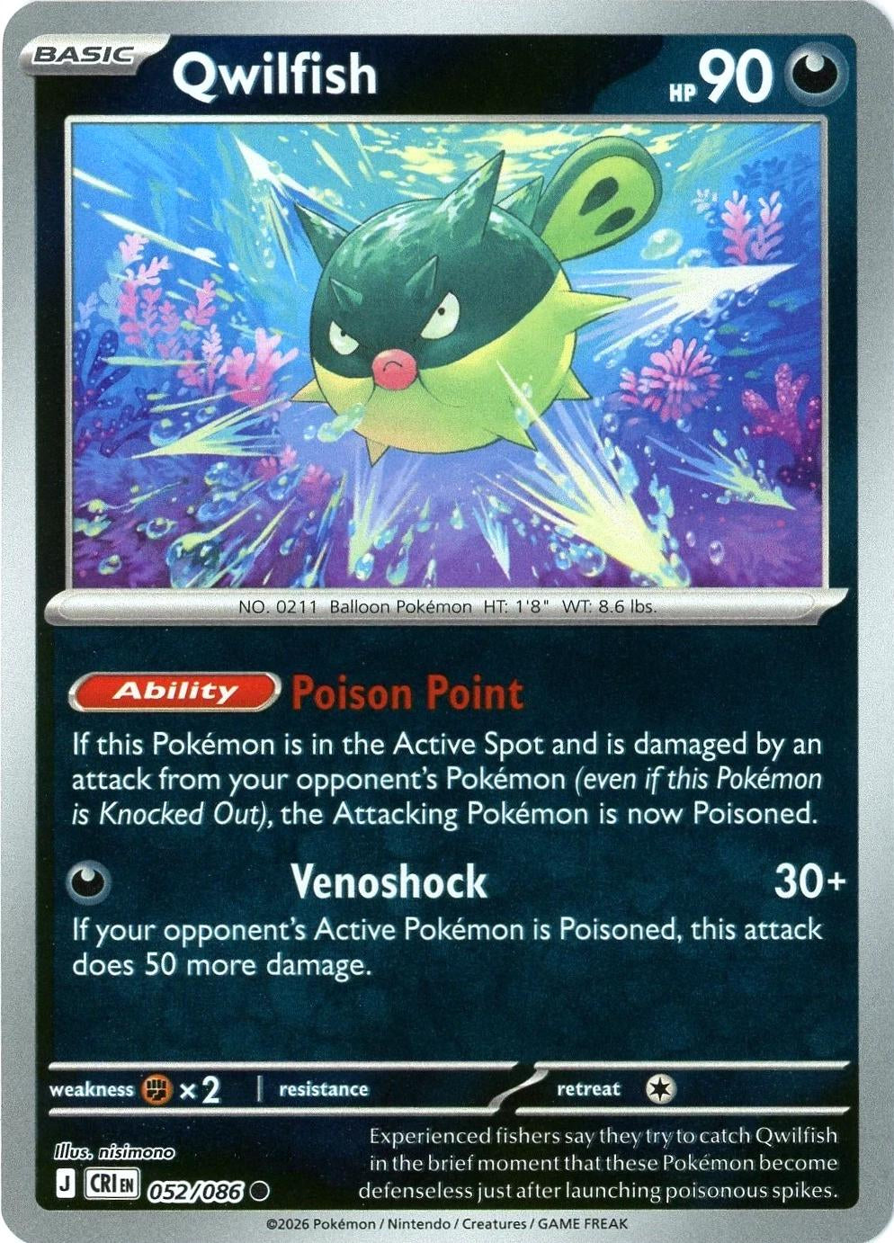 Chaos Rising Qwilfish #052/86 reverse holo